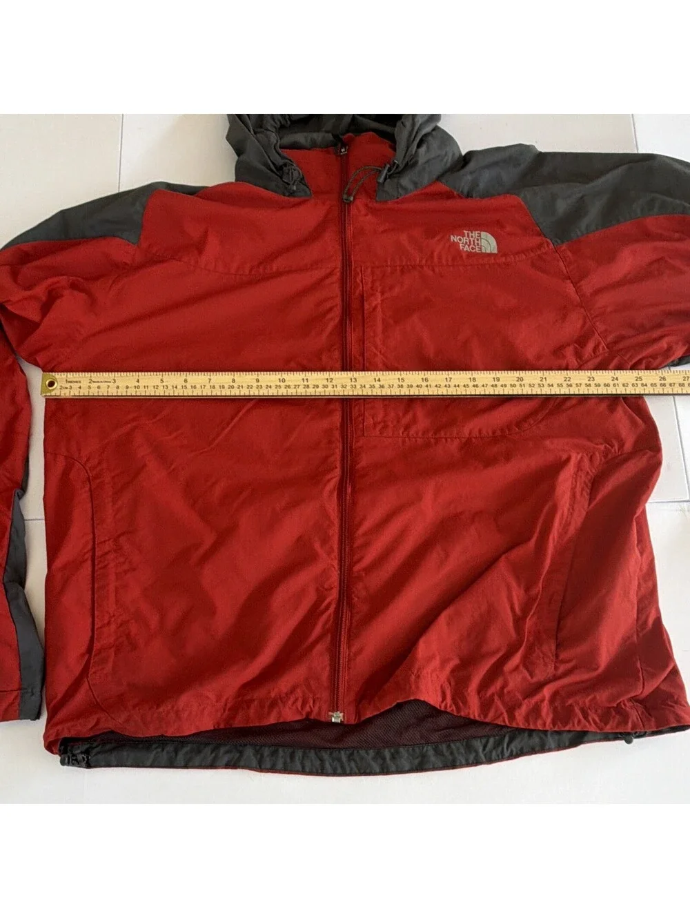 The North Face Men's Red Gray Hooded Full Zip Rain Jacket XL